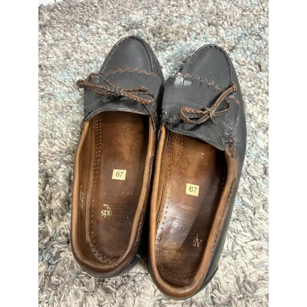 Allen Edmonds Shoes Mens 10.5 Woodstock Penny Loafers Leather Kiltie Braided Tie